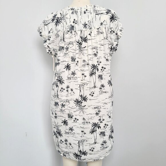 ANA Linen Blend Hawaiian Print T-Shirt Dress – Beach Cover-Up / Tunic Size XS - Picture 3 of 14